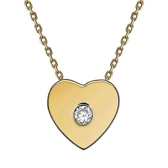 9K Yellow Gold 2mm Cubic Zirconia 7.5mm x 7.5mm Slider Heart Adjustable Necklace 16 - 18 Inch 7254638 1