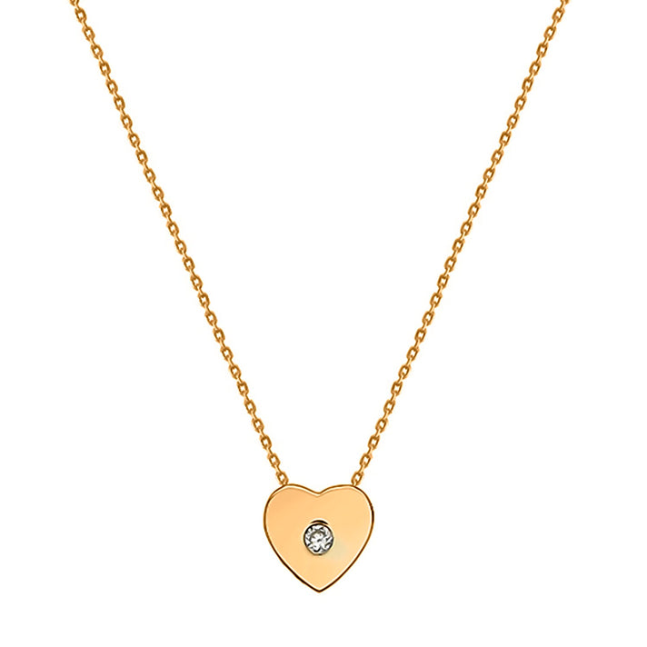 9K Yellow Gold 2mm Cubic Zirconia 7.5mm x 7.5mm Slider Heart Adjustable Necklace 16 - 18 Inch 7254638 2
