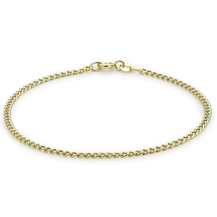 9K Yellow Gold 2mm Curb Chain Bracelet 7 Inch 7193097 1