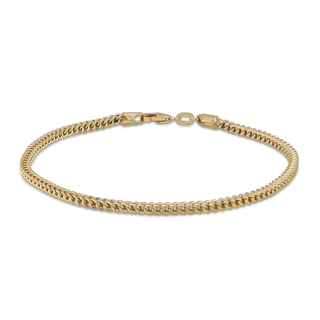 9K Yellow Gold 2mm Franco Link Bracelet 8 Inch