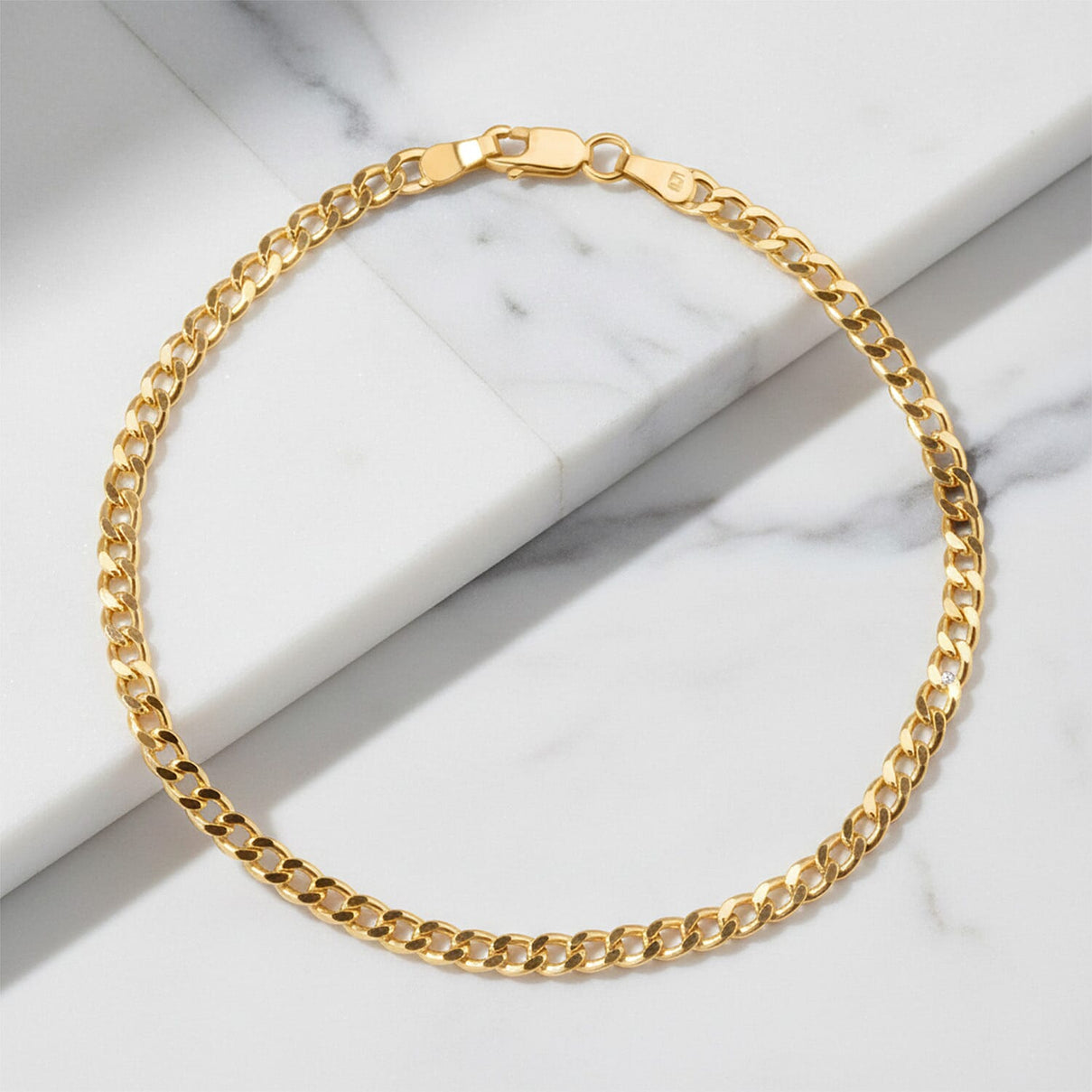 9K Yellow Gold 3.1MM Flat Curb Bracelet with Lobster Clasp 7.5 Inch 8416858 2