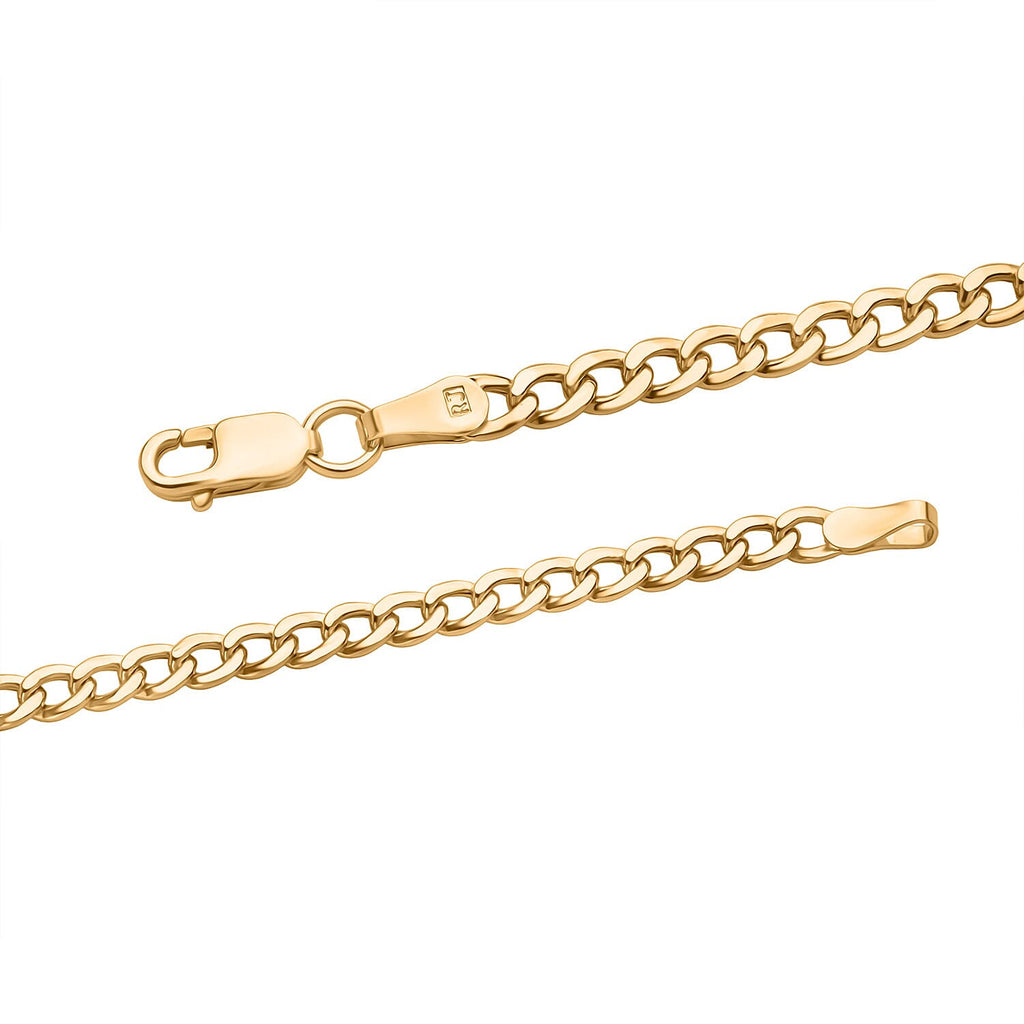9K Yellow Gold Flat Curb Necklace (Size - 18) with Lobster Clasp, Gold Wt. 4.25 Gms