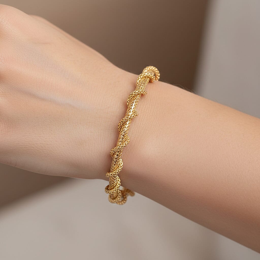 9K Yellow Gold 3.7MM Stretchable Bracelet 7.5 Inch 8416232 3