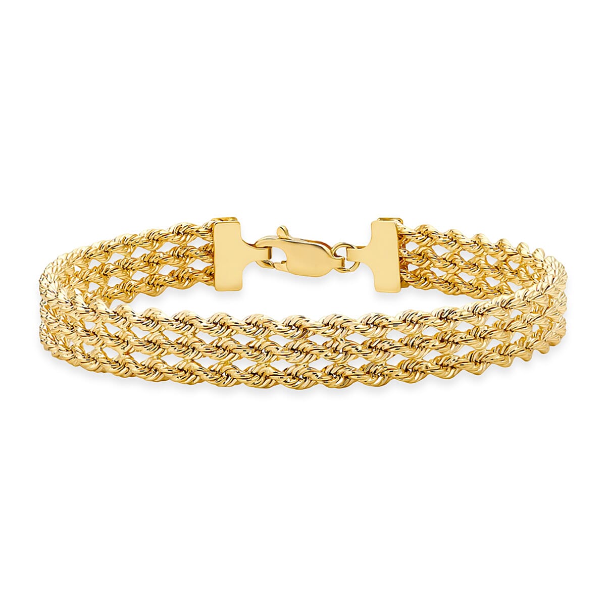 Hatton Garden Closeout Deal - 9K Yellow Gold 3 Strand Rope Bracelet (Size - 7.25) with Lobster Clasp, Gold Wt.5.50 Gms. 8114958 0