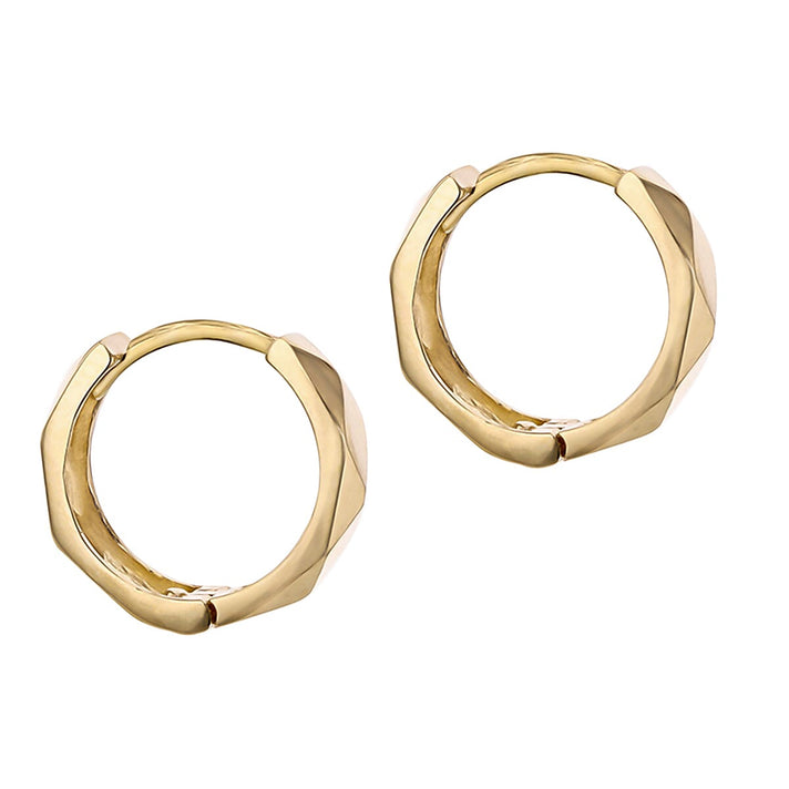 9K Yellow Gold 3.5mm X 13mm Faceted Small Hoop Earrings 7190115 2
