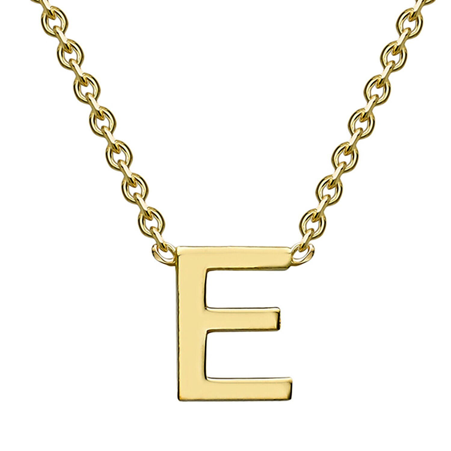 9K Yellow Gold 3.5mm X 4.5mm 'E' Initial Adjustable Necklace 15 to 17 Inch 7189465 0