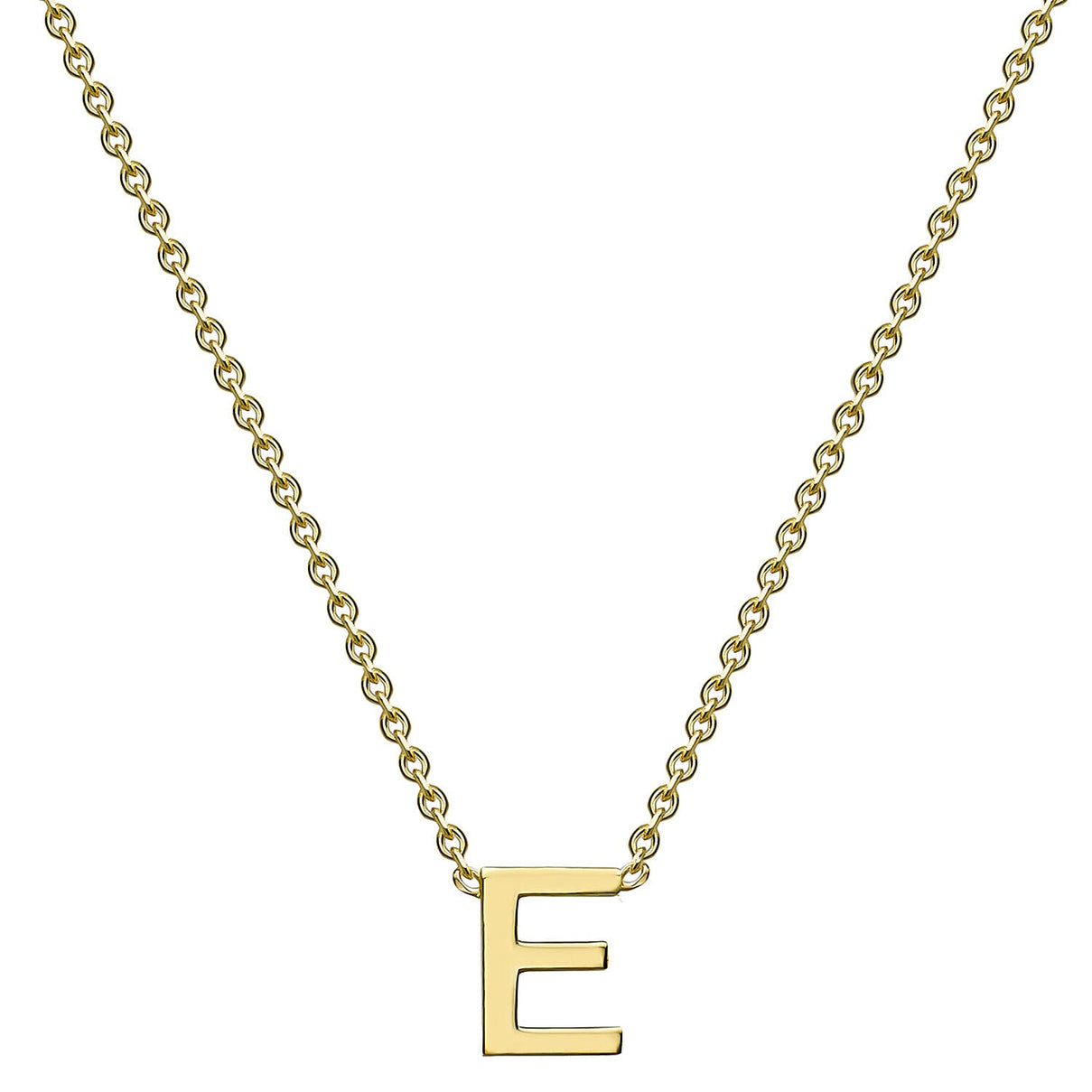 9K Yellow Gold 3.5mm X 4.5mm 'E' Initial Adjustable Necklace 15 to 17 Inch 7189465 3