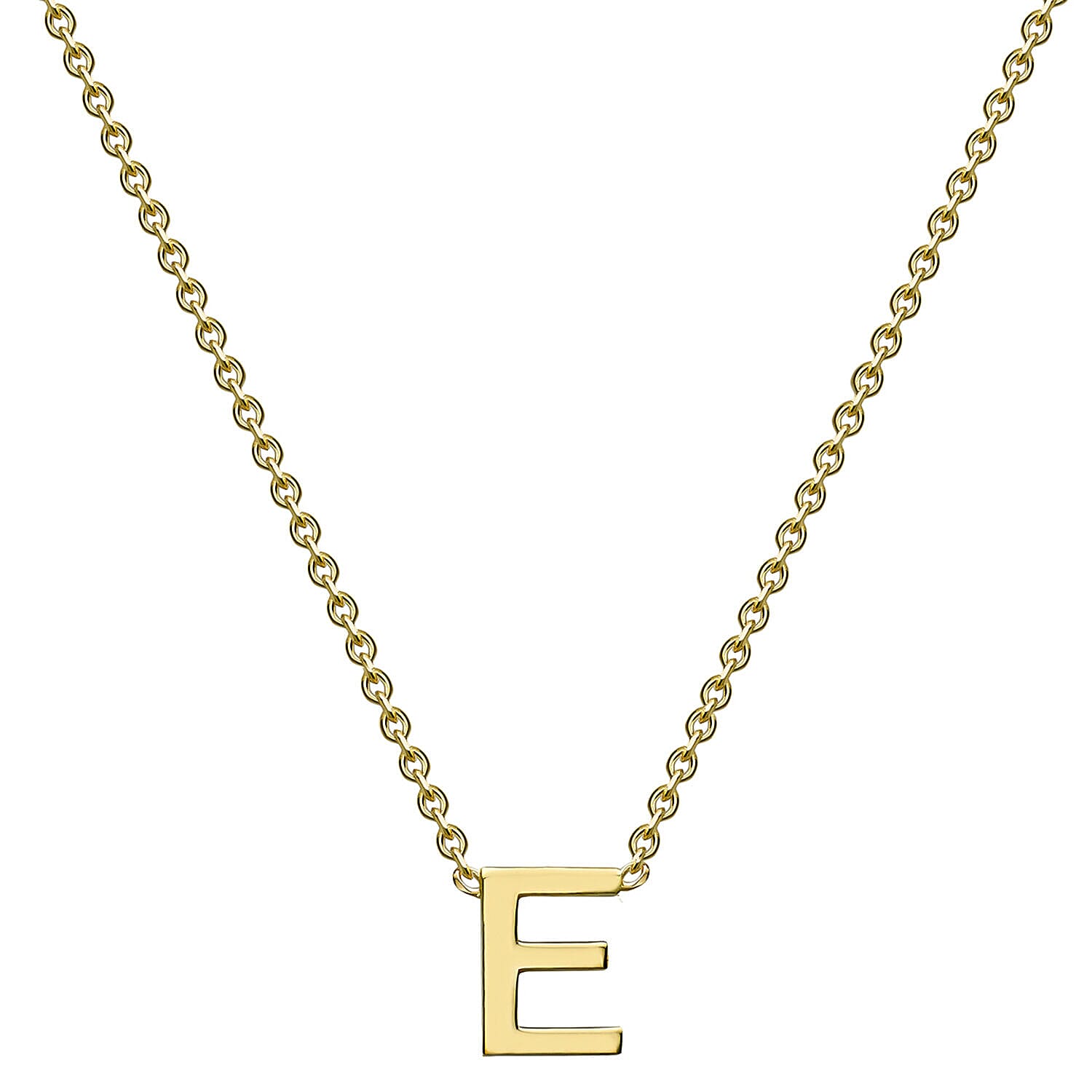 9K Yellow Gold 3.5mm X 4.5mm 'E' Initial Adjustable Necklace 15 to 17 Inch 7189465 3