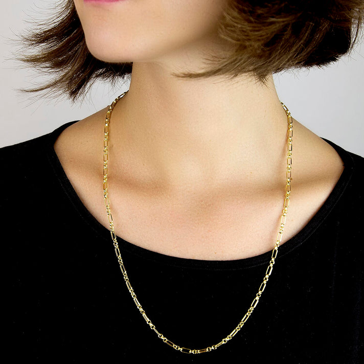 9K Yellow Gold 3.5mm Diamond Cut Figaro Belcher Chain 24 Inch 7254539 2