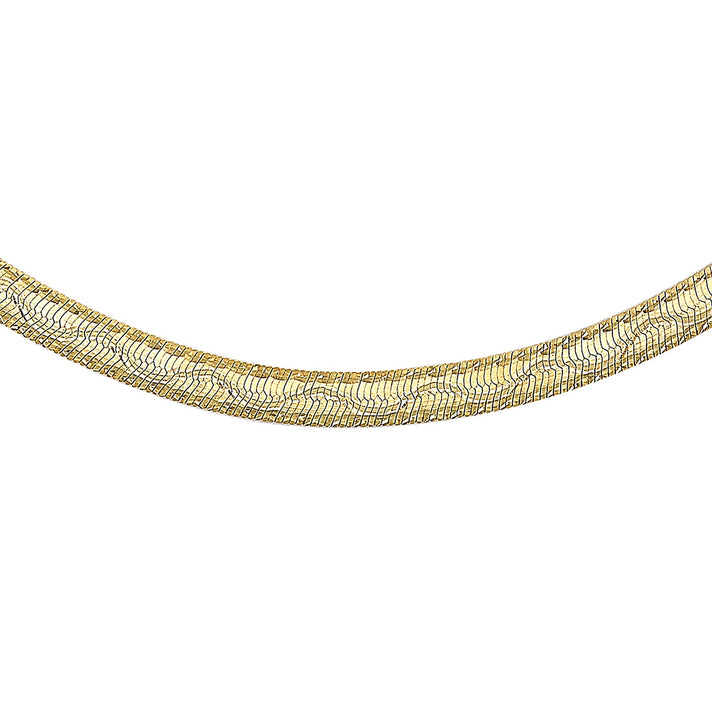 9K Yellow Gold 3.5mm Diamond Cut Wave Herringbone Necklace 18 Inch 8894649 1