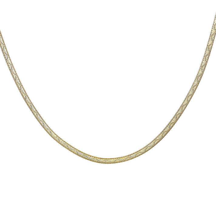 9K Yellow Gold 3.5mm Diamond Cut Wave Herringbone Necklace 18 Inch 8894649 2