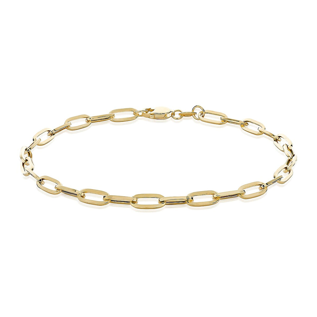 9K Yellow Gold 3.5mm Paper Chain Bracelet 7.5 Inch