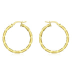 9K Yellow Gold 30mm Twist Creole Earrings