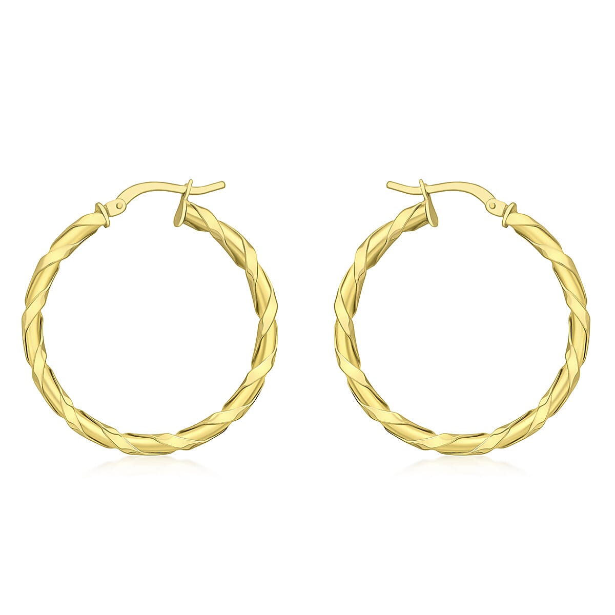 9K Yellow Gold 30mm Twist Creole Earrings 7154546 0
