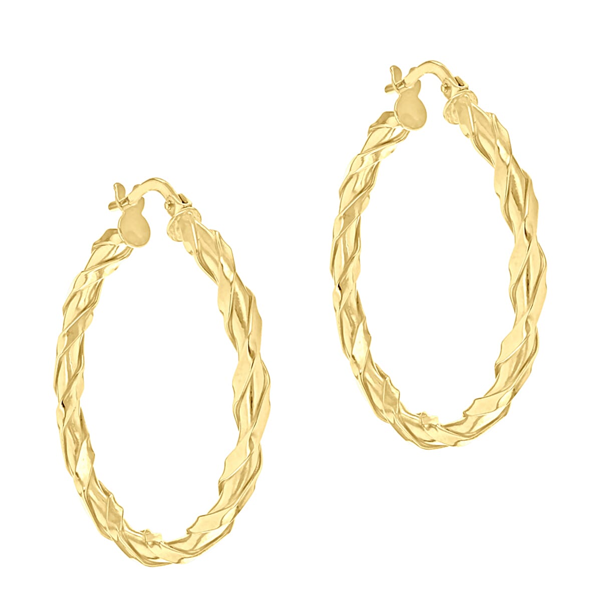 9K Yellow Gold 30mm Twist Creole Earrings 7154546 1