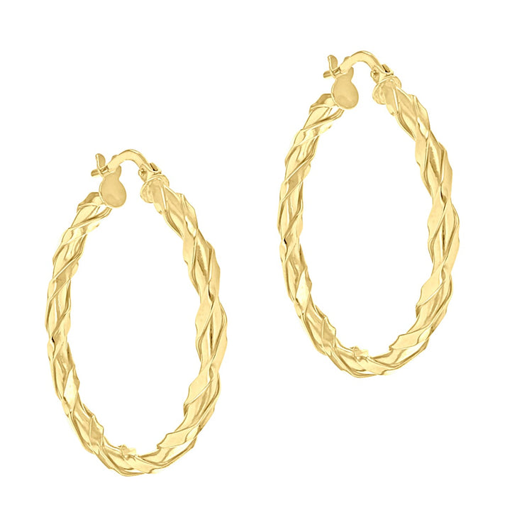 9K Yellow Gold 30mm Twist Creole Earrings 7154546 2