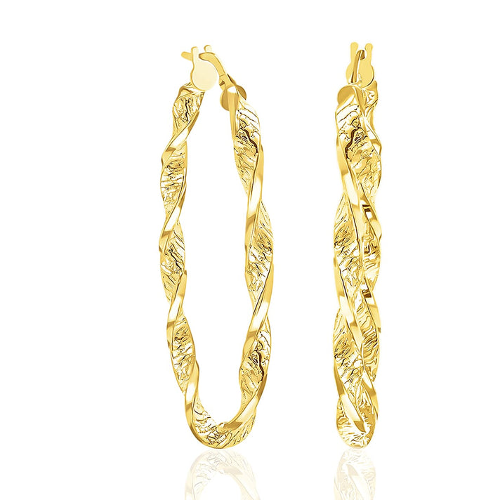 9K Yellow Gold 31MM X 47MM Oval Twist Creole Big Hoop Earrings 2.6 grams 6092935 1