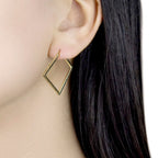 9K Yellow Gold 32MM X 30.5MM Diamond Cut Square Creole Earrings 1.7 grams