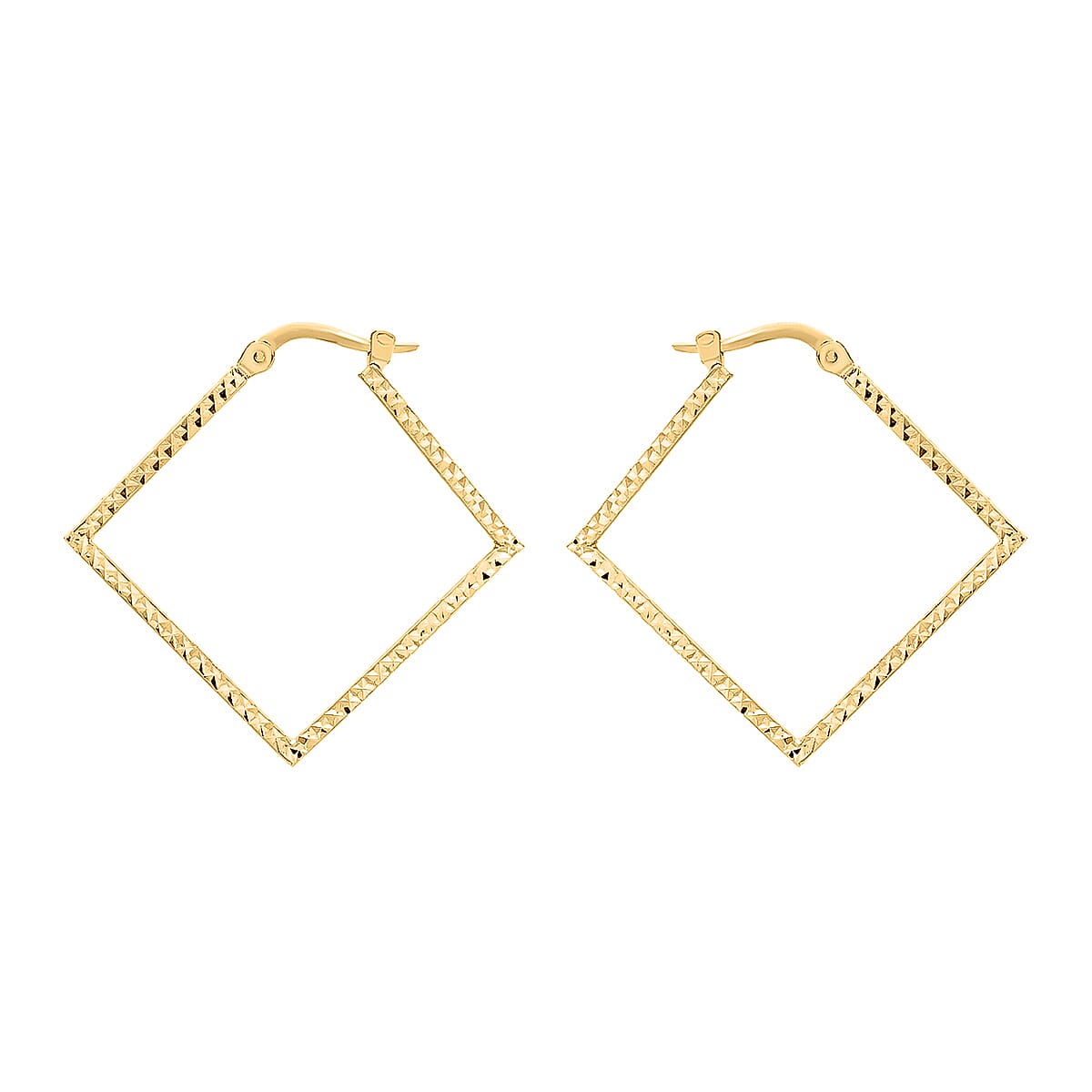 9K Yellow Gold 32MM X 30.5MM Diamond Cut Square Creole Earrings 1.7 grams 6092930 2