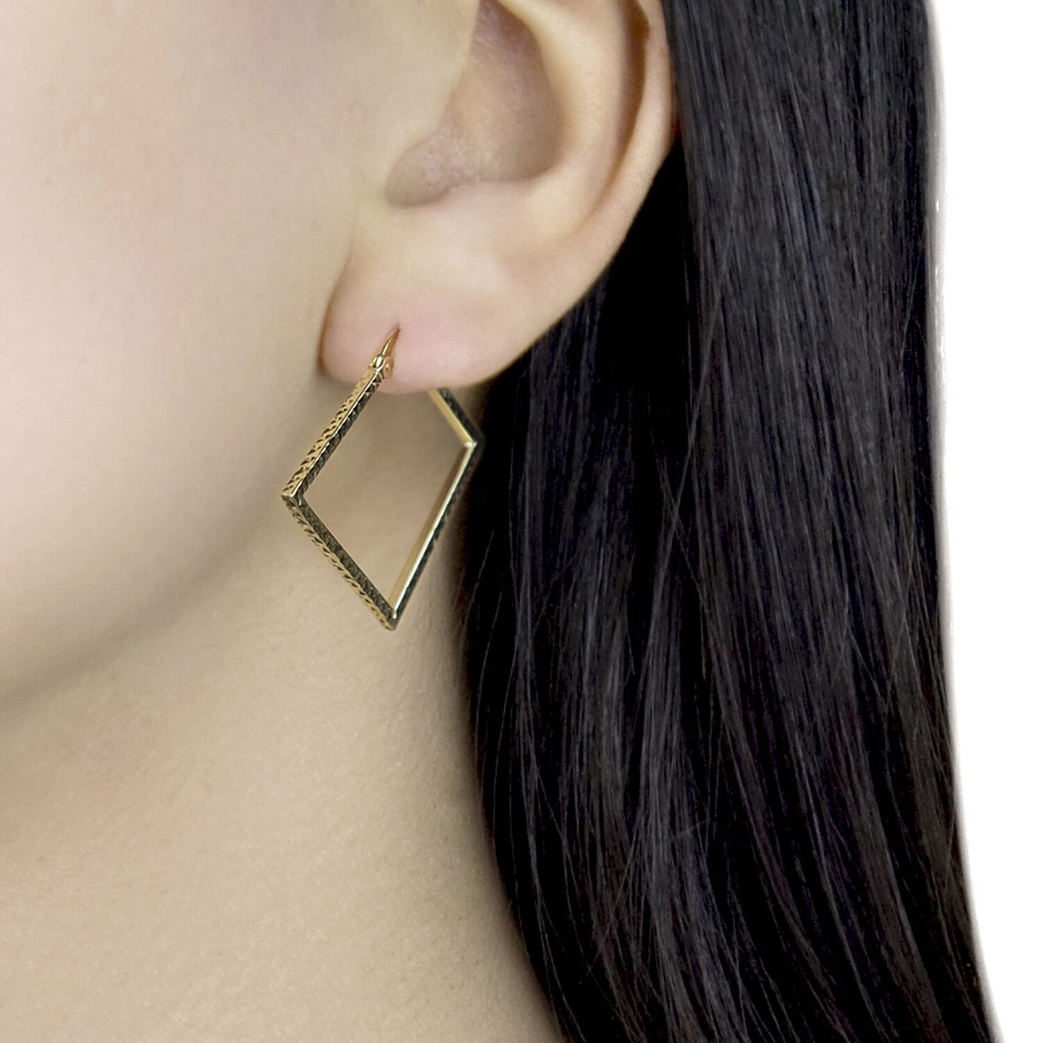 9K Yellow Gold 32MM X 30.5MM Diamond Cut Square Creole Earrings 1.7 grams 6092930 4