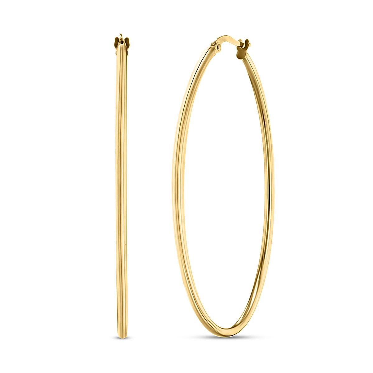9K Yellow Gold 33MM X 54MM Supreme Finish Oval Big Hoop Creole Earrings 2.1 grams 6092927 0