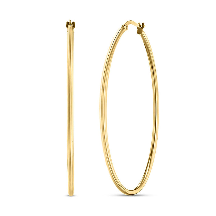 9K Yellow Gold 33MM X 54MM Supreme Finish Oval Big Hoop Creole Earrings 2.1 grams 6092927 1