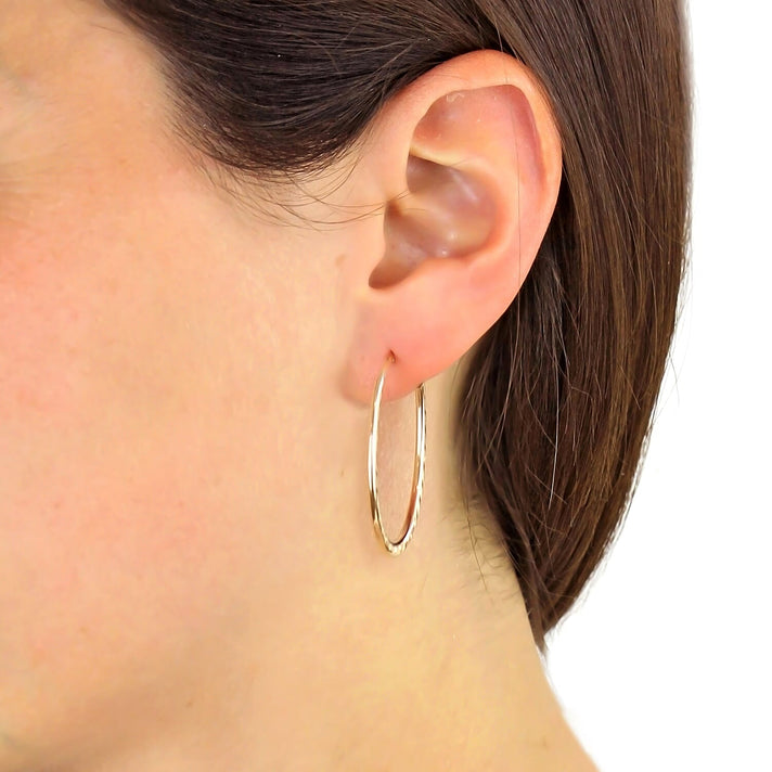 9K Yellow Gold 33MM X 54MM Supreme Finish Oval Big Hoop Creole Earrings 2.1 grams 6092927 2
