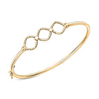 9K Yellow Gold 39mm x 11mm Diamond Cut Triple Square Bangle