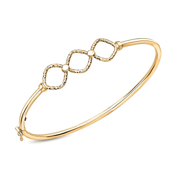 9K Yellow Gold 39mm x 11mm Diamond Cut Triple Square Bangle 8895036 1