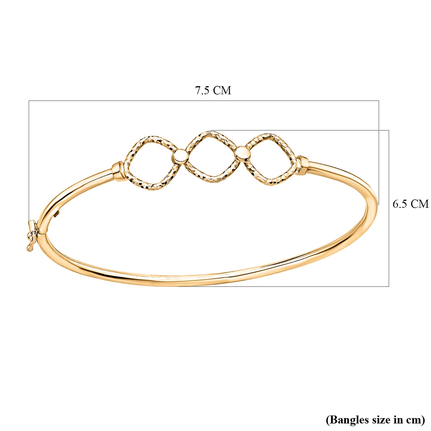 9K Yellow Gold 39mm x 11mm Diamond Cut Triple Square Bangle 8895036 4