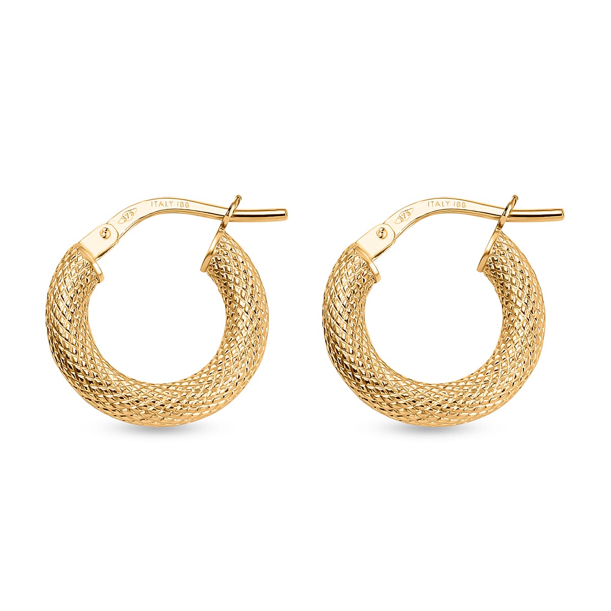 9K Yellow Gold 3MM Tube 15MM Diamond Cut Textured Round Hoop Creole Earrings 0.9 grams 6092926 3