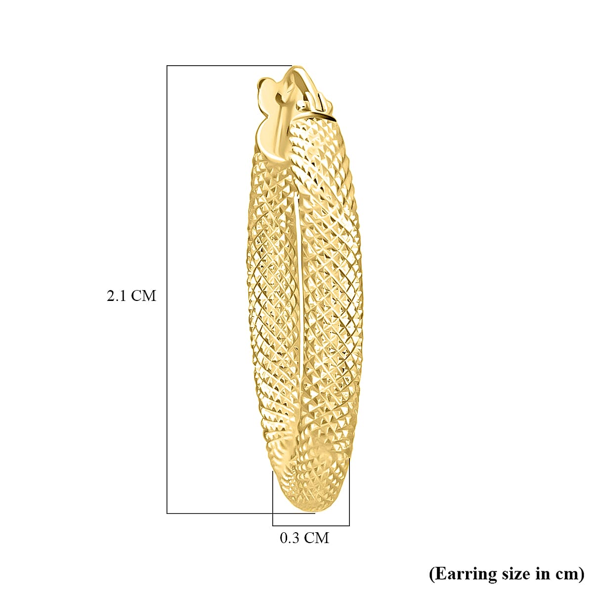 9K Yellow Gold 3MM Tube 21MM Textured Hoop Creole Earrings 1.4 grams 6092920 3