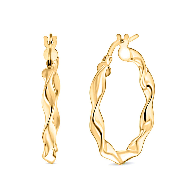 9K Yellow Gold 3MM Twist Tube 22.5MM Round Hoop Creole Earrings 1.4 grams 6092906 1