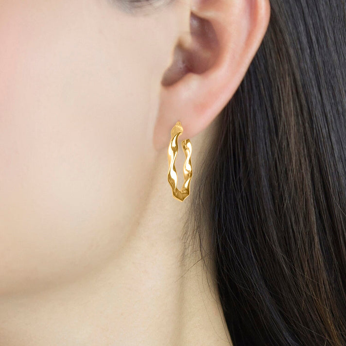 9K Yellow Gold 3MM Twist Tube 22.5MM Round Hoop Creole Earrings 1.4 grams 6092906 2