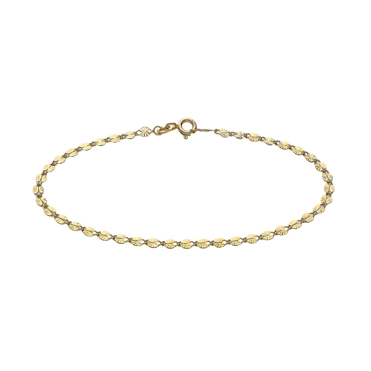 9K Yellow Gold 3mm Diamond Cut Forzatina Chain Bracelet 7.2 Inch 7078135 0
