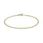 9K Yellow Gold 3mm Diamond Cut Forzatina Chain Bracelet 7.2 Inch
