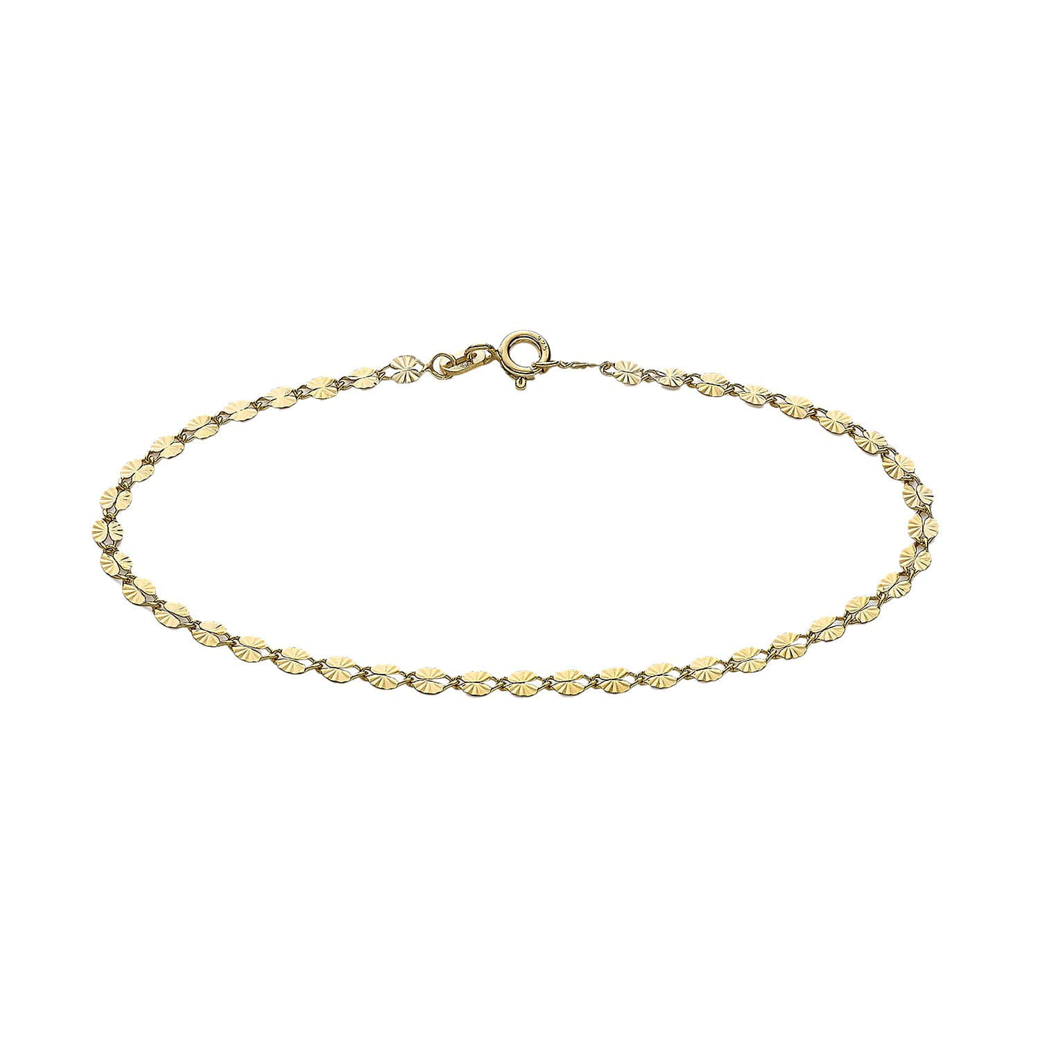 9K Yellow Gold 3mm Diamond Cut Forzatina Chain Bracelet 7.2 Inch 7078135 0