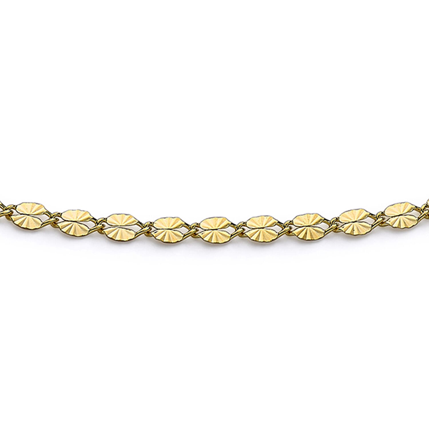 9K Yellow Gold 3mm Diamond Cut Forzatina Chain Bracelet 7.2 Inch 7078135 1