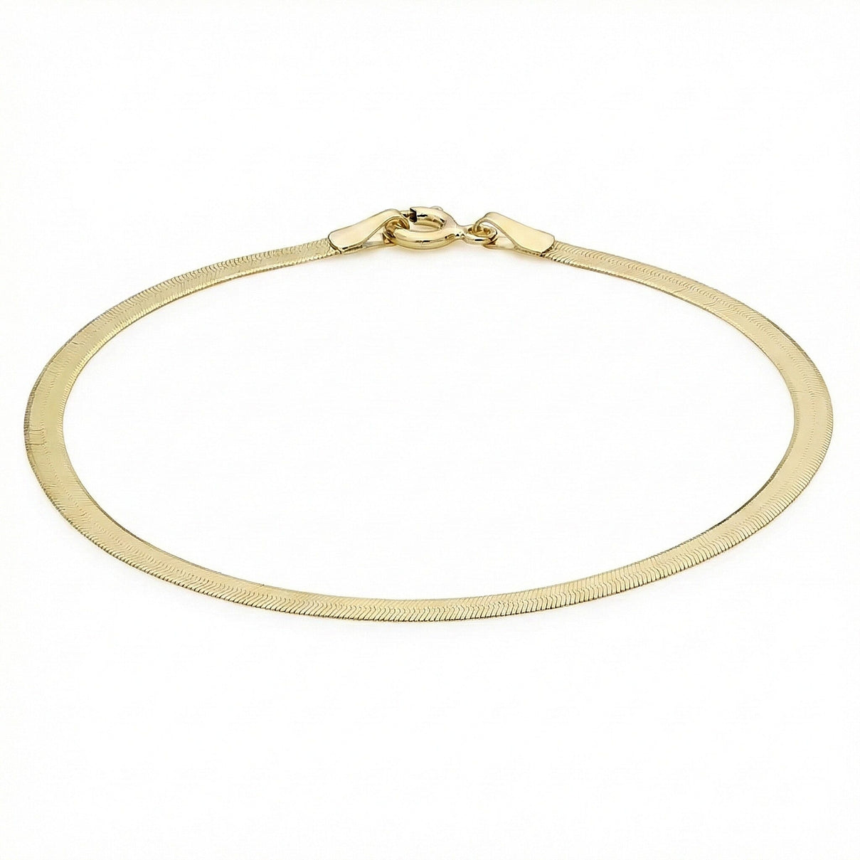 9K Yellow Gold 3mm Herringbone Bracelet 7 Inch 7193028 0