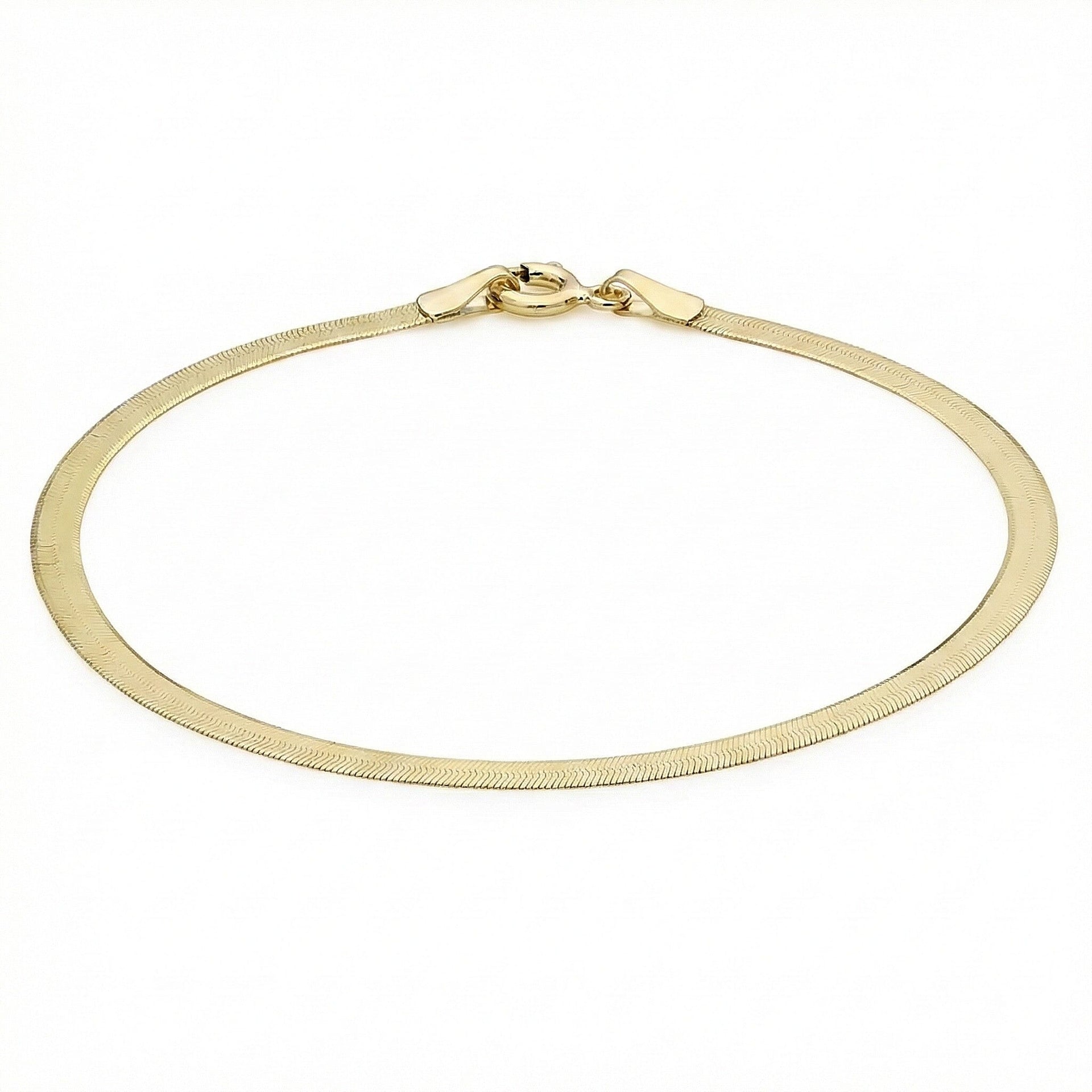 9K Yellow Gold 3mm Herringbone Bracelet 7 Inch 7193028 0