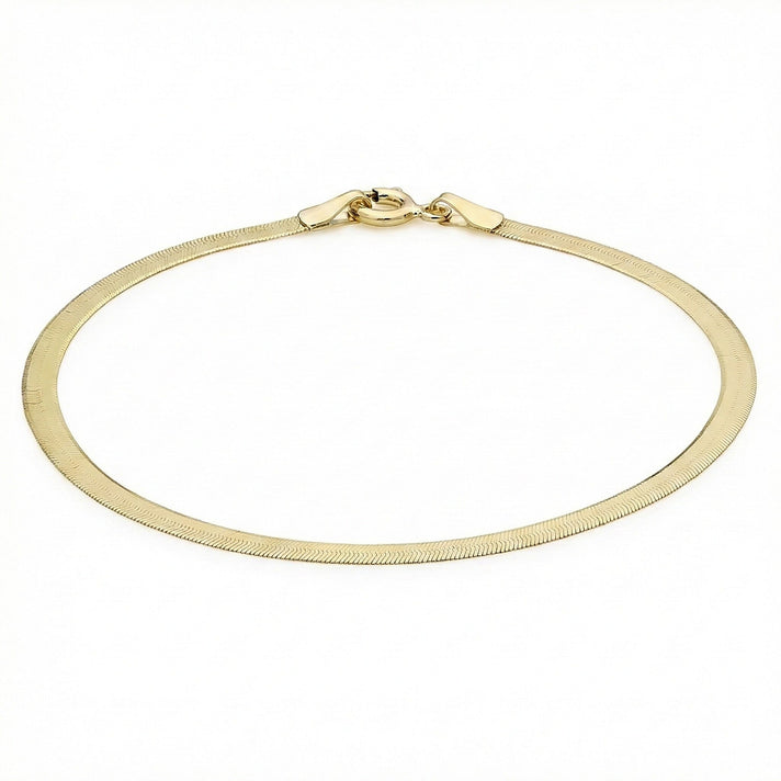 9K Yellow Gold 3mm Herringbone Bracelet 7 Inch 7193028 1