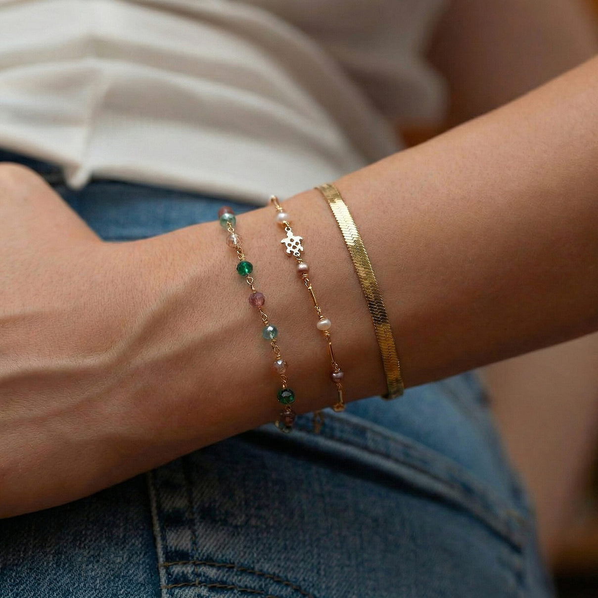 9K Yellow Gold 3mm Herringbone Bracelet 7 Inch 7193028 6