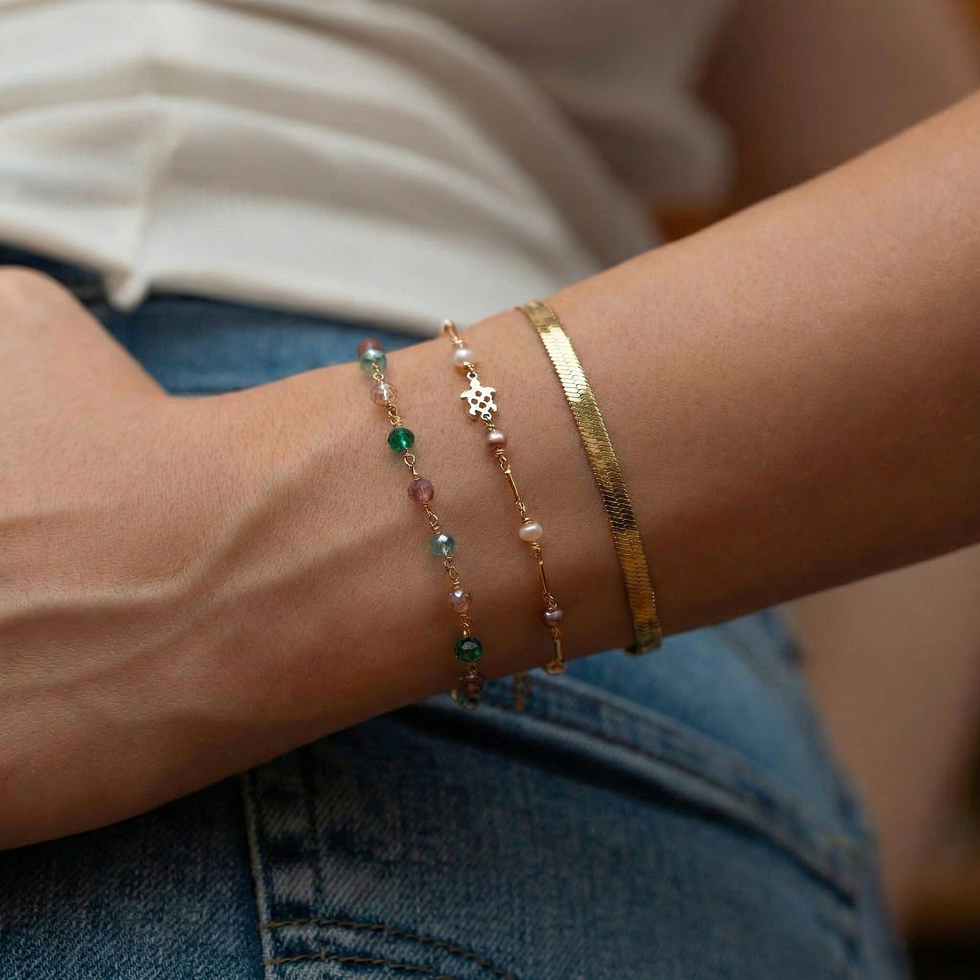 9K Yellow Gold 3mm Herringbone Bracelet 7 Inch 7193028 6