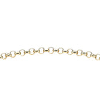 9K Yellow Gold 3mm Hollow Round Belcher 9mm X 14mm Padlock And Safety Chain Bracelet 7 Inch