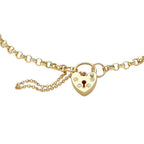 9K Yellow Gold 3mm Hollow Round Belcher 9mm X 14mm Padlock And Safety Chain Bracelet 7 Inch