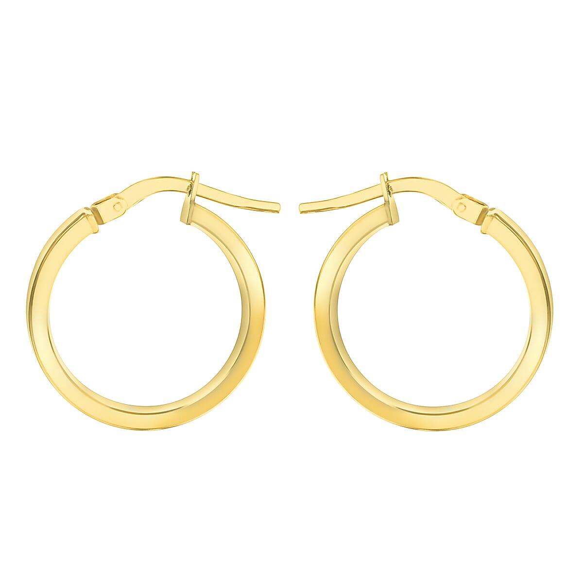 9K Yellow Gold 3mm Rectangular Tube 15mm Hoop Creole Earrings 7190104 1
