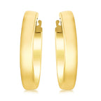9K Yellow Gold 3mm Rectangular Tube 15mm Hoop Creole Earrings