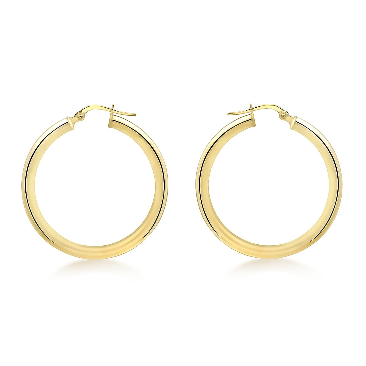 9K Yellow Gold 3mm Round Tube 30mm Polished Hoop Creole Earrings 7190121 0