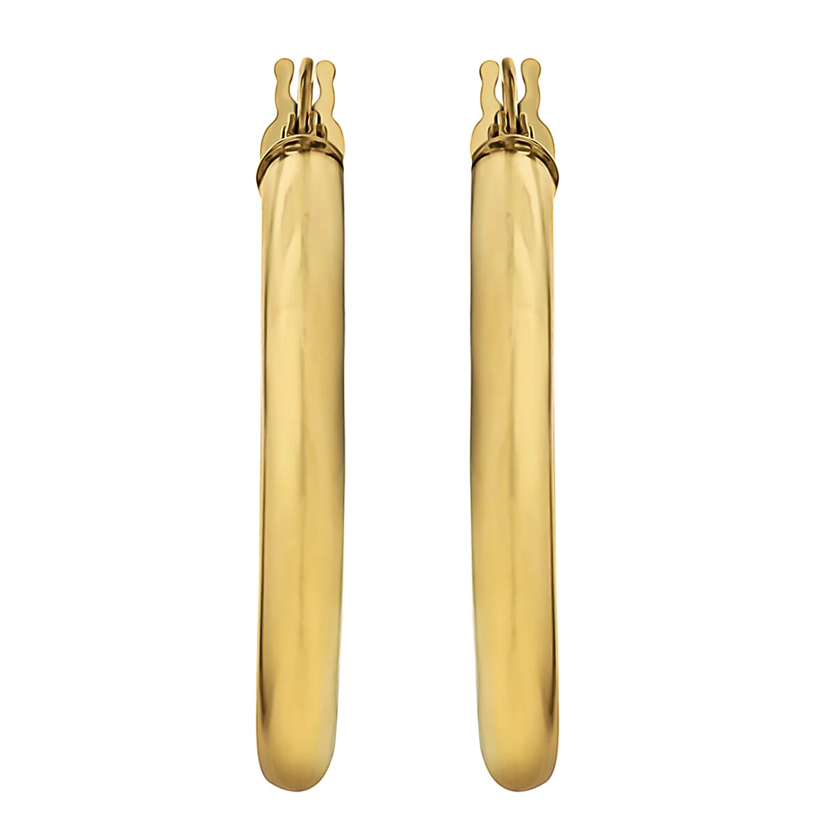 9K Yellow Gold 3mm Round Tube 30mm Polished Hoop Creole Earrings 7190121 2