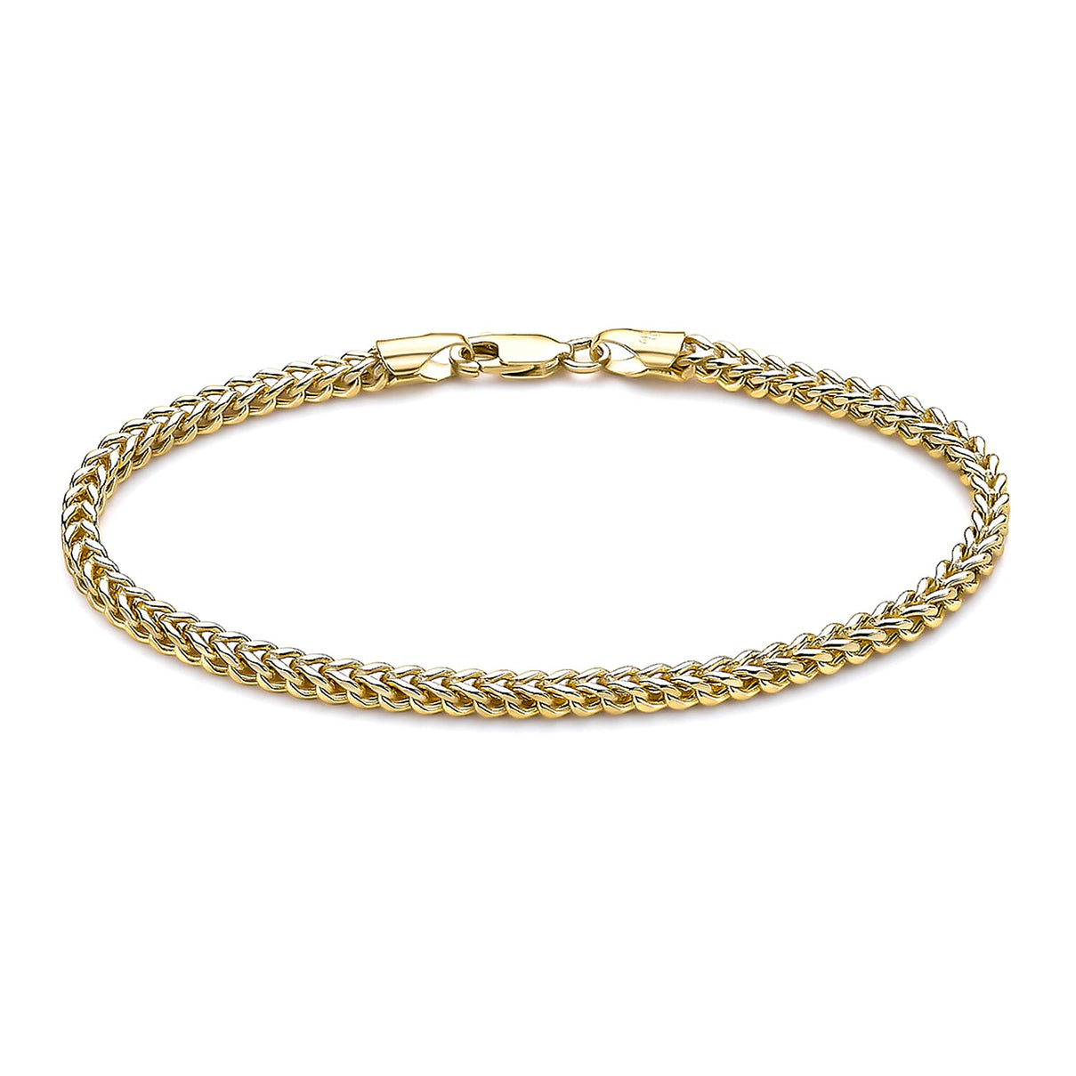 9K Yellow Gold 3mm Square Spiga Chain Bracelet 7.5 Inch 8894685 0